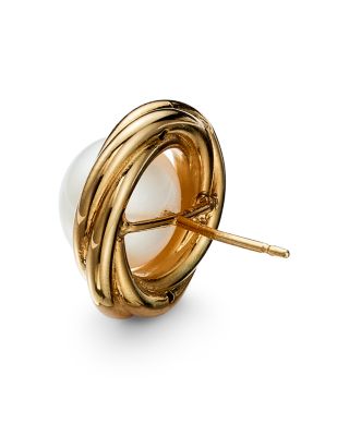 14K Yellow Gold Knot Stud Earrings with Cultured Freshwater Pearls&nbsp;- Exclusive