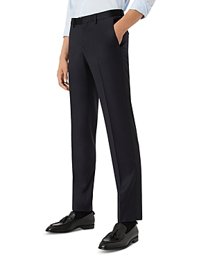 Armani Collezioni Emporio Armani Satin Trim Tuxedo Pants In Solid Blue