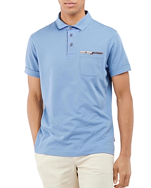 Barbour Plaid Trim Regular Fit Polo In Force Blue