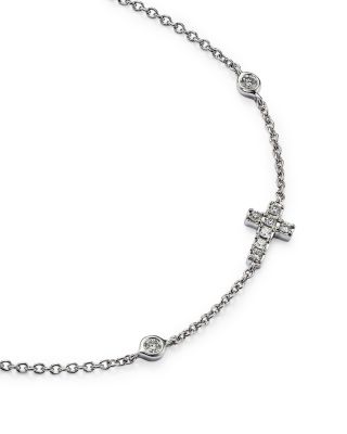 Diamond Cross Bracelet in 14K White Gold, .12 tcw&nbsp;- Exclusive