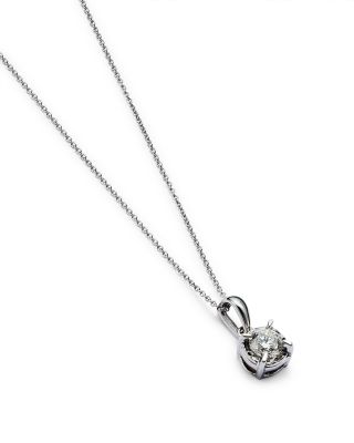 Diamond Solitaire Pendant Necklace in 14K White Gold, 0.30 tcw&nbsp;