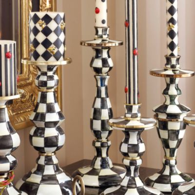 Courtly Check&reg; Enamel Pillar Candlestick, Medium