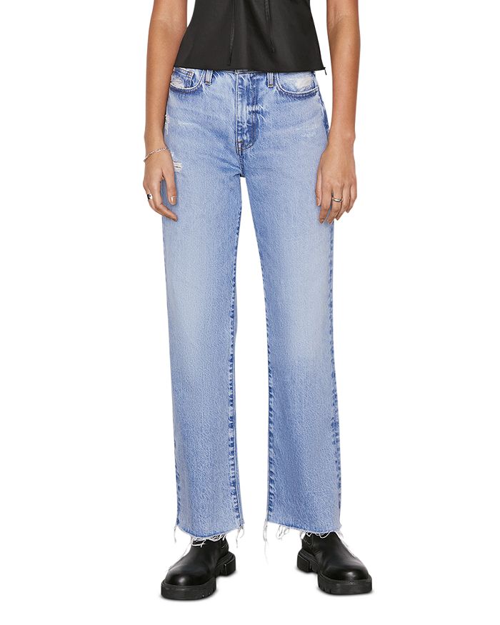 FRAME Le Jane High Rise Cropped Straight Jeans in Baines Rip ...