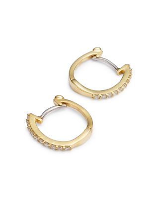 18K Yellow Gold Baby Diamond Huggie Hoop Earrings