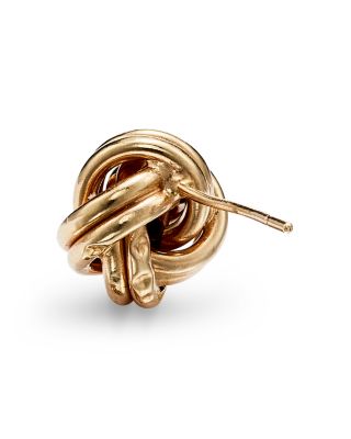 14K Yellow Gold Royal Chain Love Knot Stud Earrings 