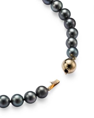 Tahitian Black Cultured Pearl Strand Necklace in 14K Yellow Gold, 18" 