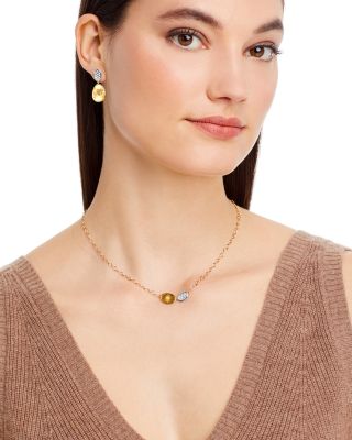 18K Yellow &amp; White Gold Lunaria Diamond Station Necklace, 16.5&amp;quot;