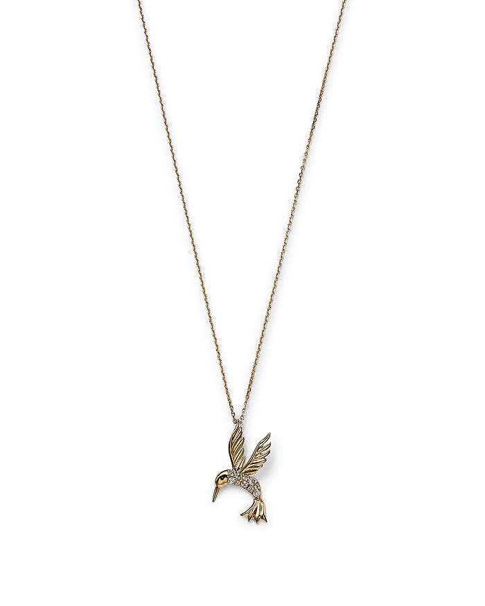 Bloomingdale's Diamond Hummingbird Pendant Necklace in 14K Yellow Gold ...