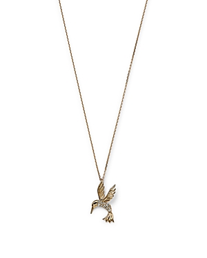 Diamond Hummingbird Pendant Necklace in 14K Yellow Gold, 0.09 ct. t.w. - 100% Exclusive