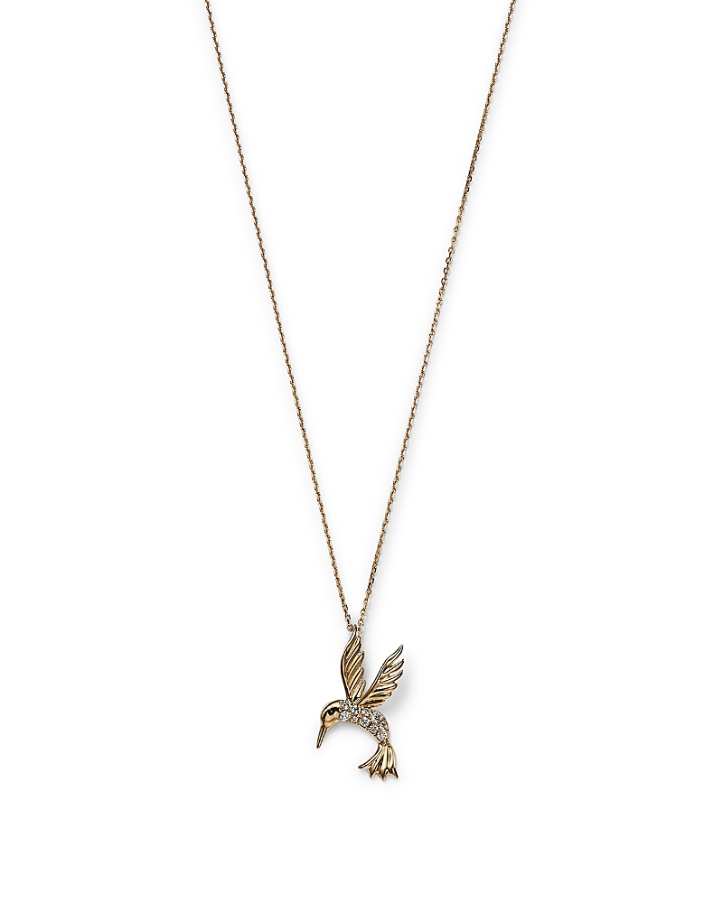 Bloomingdale's Diamond Hummingbird Pendant Necklace In 14k Yellow Gold, 0.09 Ct. T. W. - Exclusive In Gold