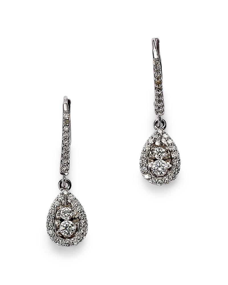 Diamond Drop Earrings in 14K White Gold, .50 tcw