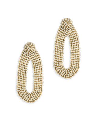 Deepa by Deepa Gurnani - Bianca Stone Open Drop Earrings in Gold Tone Stainless Steel