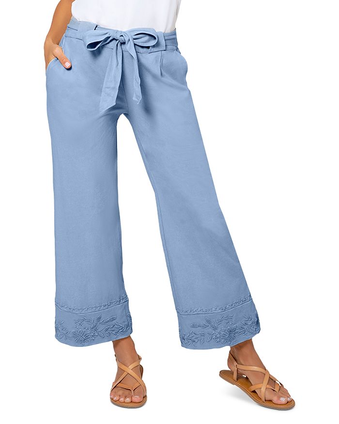 Leota Lupita Floral Embroidered Ankle Wide Leg Pants | Bloomingdale's