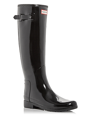 Shop Hunter Women's Original Refined Tall Gloss Rain Boots In Black