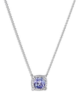 David Yurman - 18K White Gold Petite Chatelaine® Tanzanite & Diamond Pavé Bezel Pendant Necklace, 18"