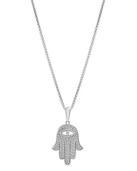 Bloomingdale's - Men's Diamond Hamsa Pendant Necklace in 14K White Gold, 0.50 ct. t.w. - 100% Exclusive