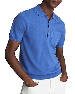 Reiss Ralphy Button Polo In Bright Blue
