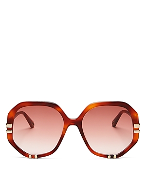 Chloé Women's West Geometric Style Sunglasses, 58mm In Havana/brown Gradient