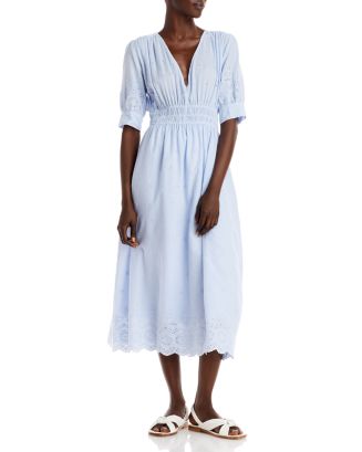 AQUA Eyelet Midi Dress - 100% Exclusive | Bloomingdale's