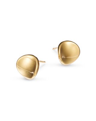 14K Yellow Gold Disk Stud Earrings 