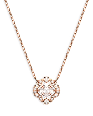 swarovski sparking dance crystal clover pendant necklace in rose gold tone, 14.87-16.5