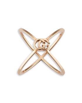 Gucci - 18K Rose Gold Running Double G Logo Crossover Ring