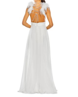 Feather Cut Out Long Dress