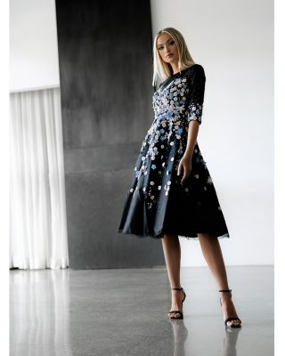 Beaded Appliqu&eacute;d Midi Dress