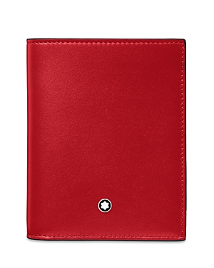Shop Montblanc Meisterstuck Compact Leather Wallet In Coral/black