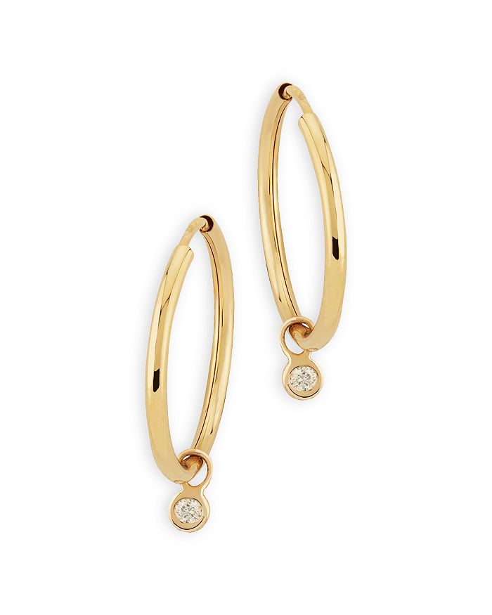 Bloomingdale's - Diamond Dangle Hoop Earrings in 14K Yellow Gold, 0.06 ct. t.w. - 100% Exclusive
