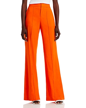 Alice And Olivia Alice+olivia Dylan Linen High Waist Wide Leg Pants In Sienna Crepe