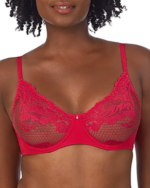 Le Mystere Lace Allure Unlined Underwire Demi Bra In Bright Pink