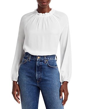 Bella Dahl Raglan Sleeve Shirred Neck Blouse In White | ModeSens