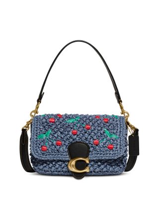 COACH Tabby Cherry Embroidered Popcorn Weave Shoulder Bag | Bloomingdale's