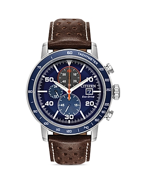 Shop Citizen Eco-drive Brycen Weekender Chronograph, 44mm In Blue/brown