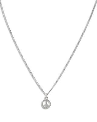 Allsaints Men's Peace Sign Pendant Necklace in Sterling Silver, 20