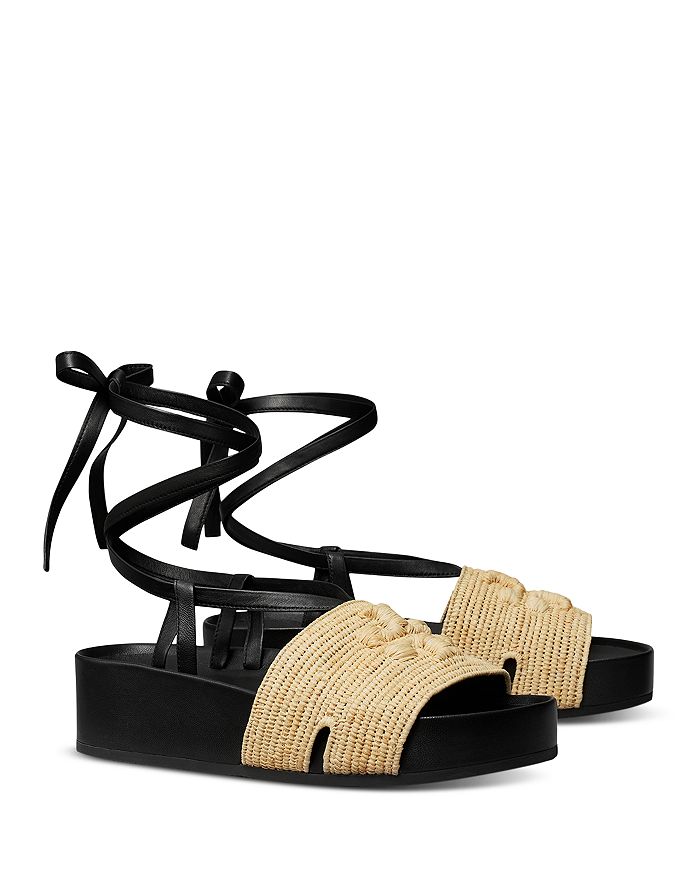 Eleanor Leather Sandals in Black - Tory Burch