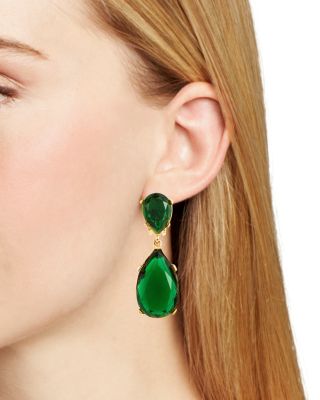 Glass Stone Clip On Drop Earrings