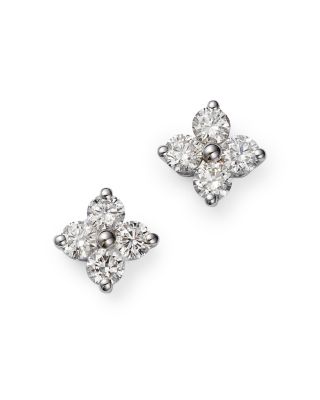 Bloomingdale's Fine Collection - Diamond Clover Stud Earrings in 14K White Gold, 0.50 tcw