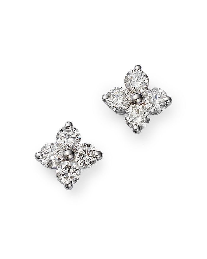 Bloomingdale's Diamond Clover Stud Earrings in 14K White Gold, 0.50 ct ...