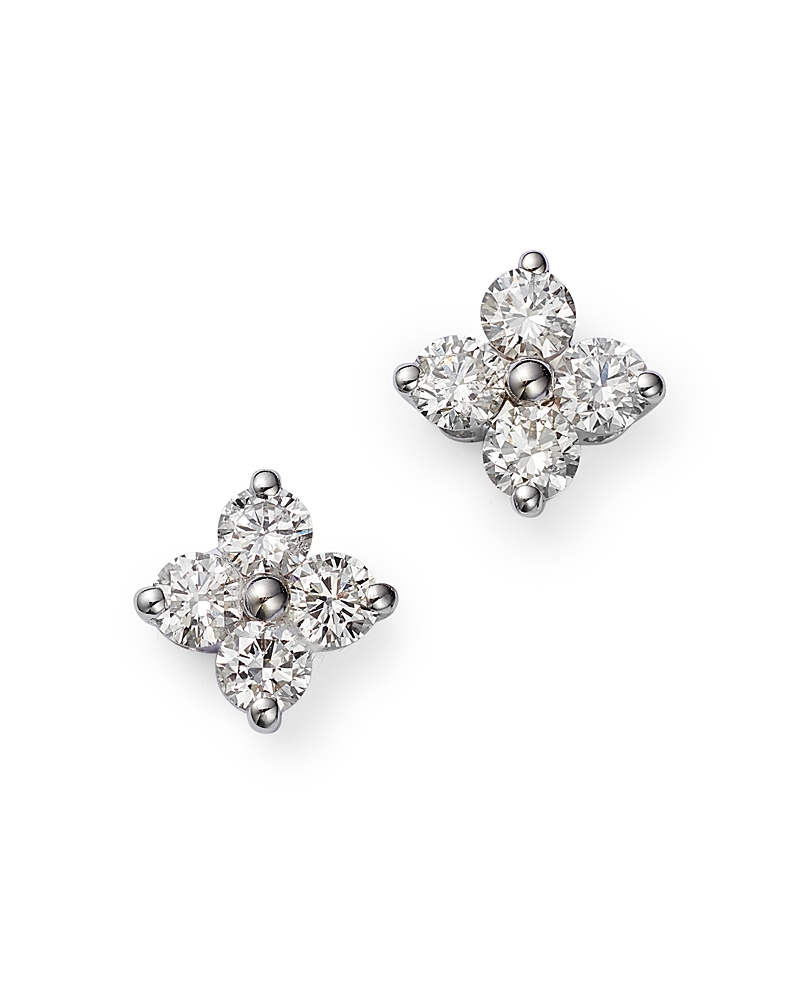 Bloomingdale's Fine Collection Diamond Clover Stud Earrings in 14K White Gold, 0.50 tcw
