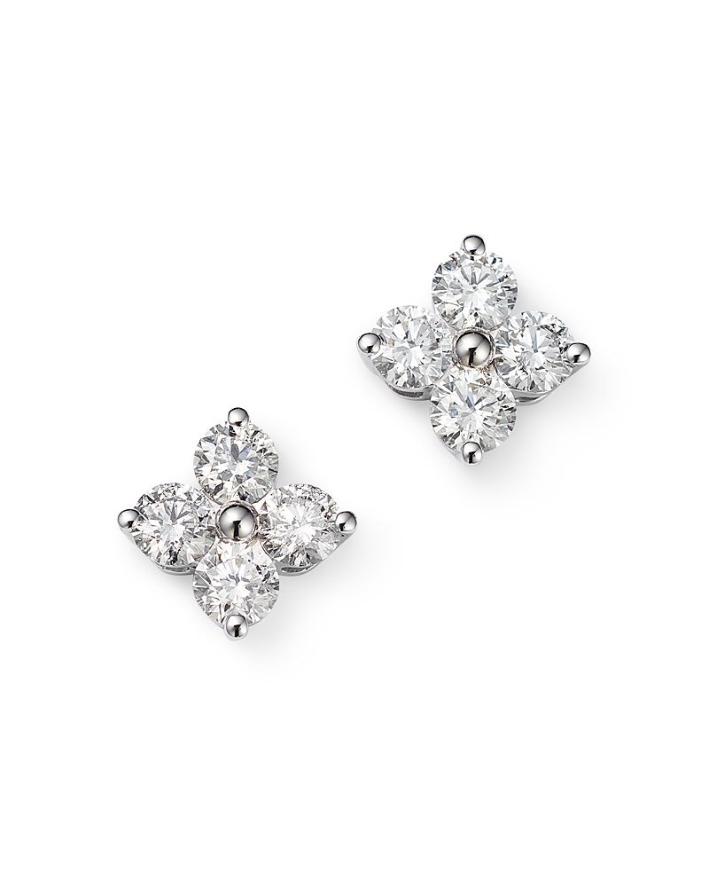 Bloomingdale's Fine Collection Diamond Clover Stud Earrings in 14K White Gold, 2.0 tcw