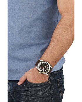 side Natura construction Versace Men's Designer Leather Strap Watches - Bloomingdale's