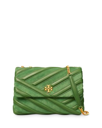 Tory Burch Kira Leather And Suede Bag in Green