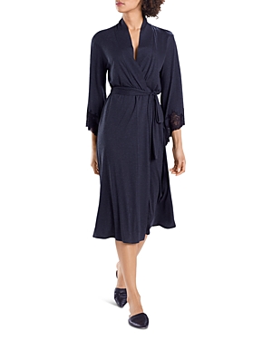 Natori Luxe Shangri-la Dressing Gown In Anthracite/cocoon