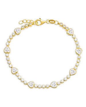 Adinas Jewels Heart Tennis Bracelet In White/gold