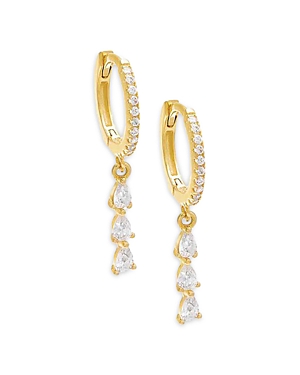 Adinas Jewels Crystal Teardrop Huggie Hoop Earrings In Gold