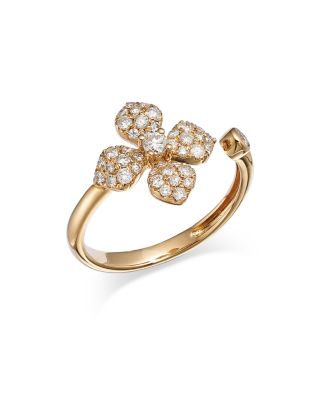 Bloomingdale's Fine Collection Diamond Pave Flower Cuff Ring in 14K Yellow Gold, 0.50 ct. t. w. - Exclusive