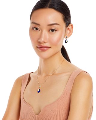 Opal, Emerald, Lapis & Diamond Pendant Necklace in 14K Yellow Gold, 18" 