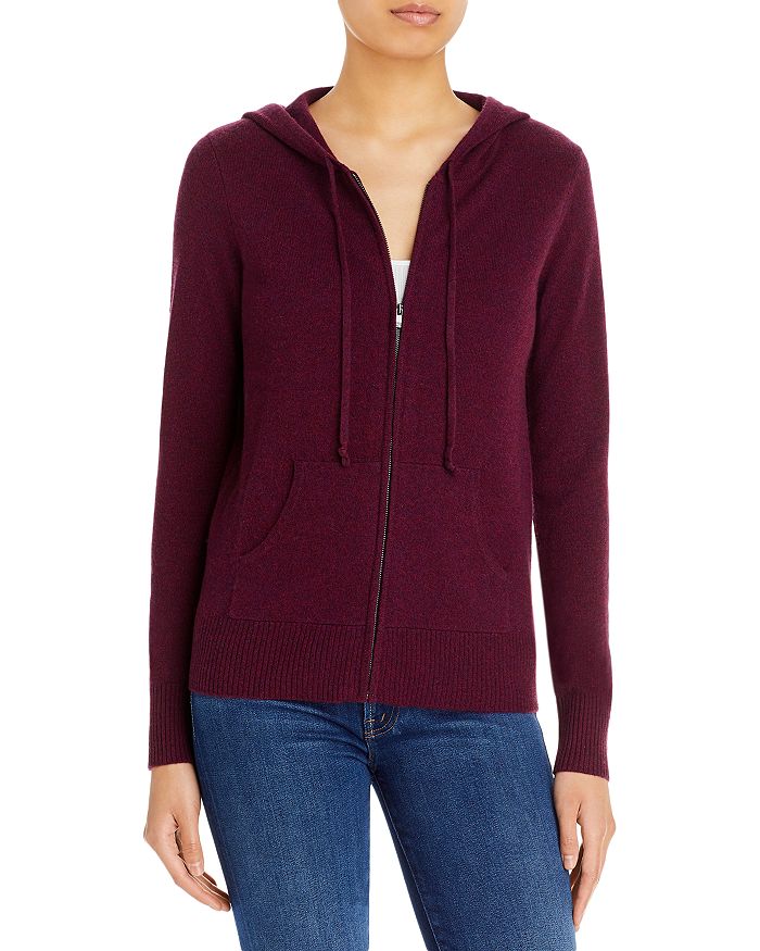 C By Bloomingdale's Cashmere Cashmere Zip Hoodie - 100% Exclusive In Heather Burgundy